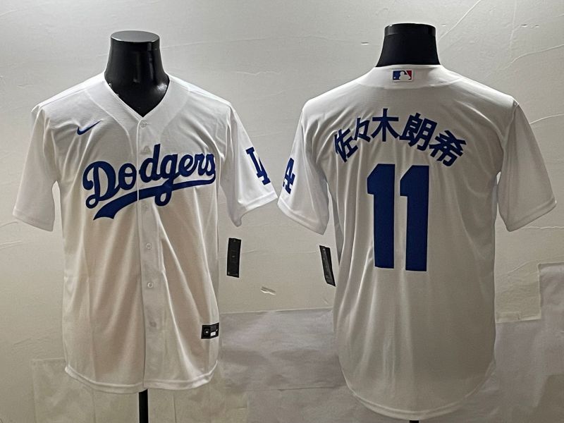 Men Los Angeles Dodgers #11 R.Sasaki White Game Nike 2025 MLB Jersey style 425